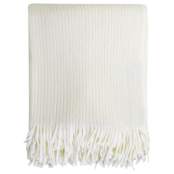 Home Decor Faux Cashmere Soft Cozy Throw Blanket, Ivory