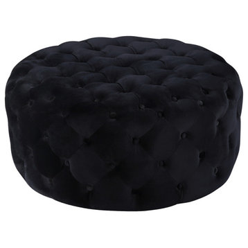 Addison Velvet Upholstered Ottoman/Bench, Black
