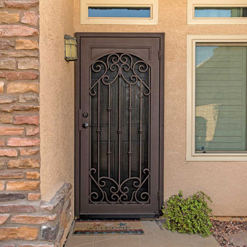 French Tip Iron Security Door with Faux Arch