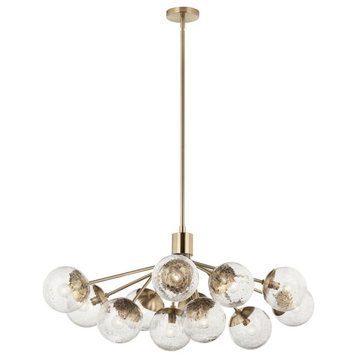 Silvarious 12 Light Chandelier, Champagne Bronze, Clear Crackle