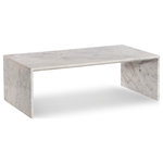 Meridian Furniture - Canova Marble Coffee Table, White, Coffee Table - Refresh the look of your living room space with this Canova coffee table. This handcrafted genuine marble table has an exquisitely elegant yet simple design that lets it fit easily into your contemporary space. White marble with light grey veining is sophisticated and chic, adding an understated look of refinement to your room. An expansive table top gives you plenty of room for setting up a game board or displaying your favorite centerpiece.
