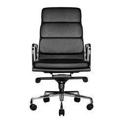 The Clyde High Back In Black Leather - Office Chairs