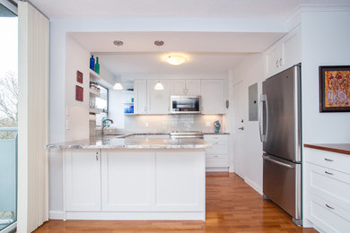 Example of a minimalist kitchen design in Boston