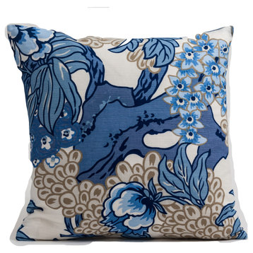 Honshu pillow cover, Thibaut fabric, Chinoiserie pillow cover, 18x18