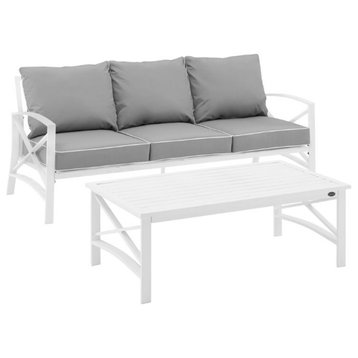 Crosley Kaplan 2 Piece Outdoor Sofa Set in Gray
