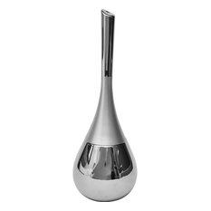 Bathroom Free Standing Toilet Bowl Brush and Holder Water Drop, Chrome
