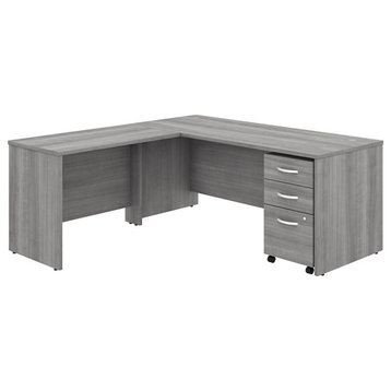 Studio C 72W L Shaped Desk with Mobile File Cabinet in Gray - Engineered Wood