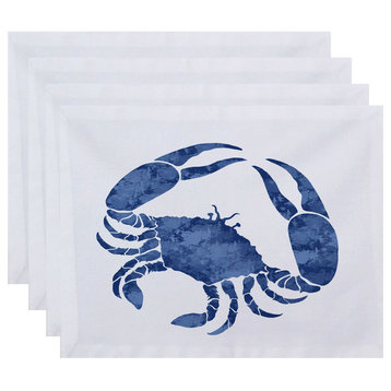 18"x14" Crab, Animal Print Placemat, Set of 4, Blue