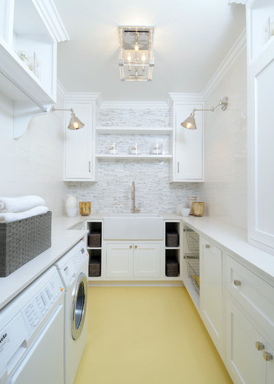 Transitional Laundry Room by Waterford Construction