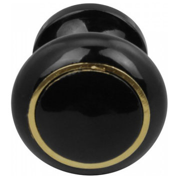 Cabinet Knob Black Solid Brass Enamel