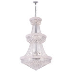 CWI Lighting - Empire 32 Light Down Chandelier With Chrome Finish - Three tiers, crystal drapings, and candelabra bulbs make up this light source. But it isn't as simple as that. This large down chandelier has elegance all over it. The grandiose presentation of all the elements that make up this Empire 32 Light Chandelier resulted to a captivating beauty that will radiate right into your space.  Feel confident with your purchase and rest assured. This fixture comes with a one year warranty against manufacturers defects to give you peace of mind that your product will be in perfect condition.