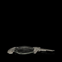 Parakeet Silver Metal & Glass Platter - Serving Dishes And Platters