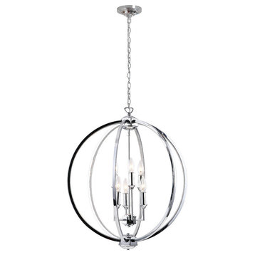 Kara 6-Light Chandelier, Polished Chrome With Jewelled Accents