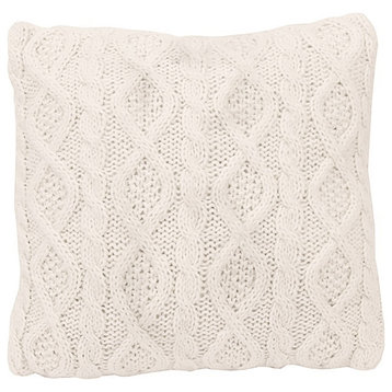 Cable Knit Soft Diamond Throw Pillow, 18"x18", Cream