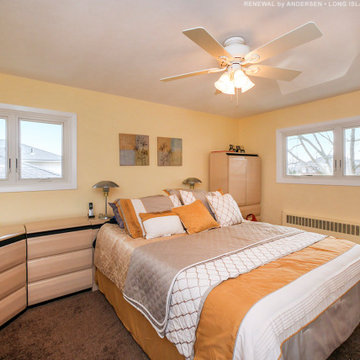 Double Casement Windows in Retro Styled Bedroom - Renewal by Andersen Long Islan