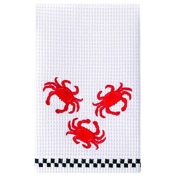 Crabs Waffle Weave Kitchen Towel