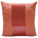 The HomeCentric - Beaded Orange Pillows Cover, Art Silk Throw Pillow Covers 16x16, Peachy Orange - Peachy Orange is an exclusive 100% handmade decorative pillow cover designed and created with intrinsic detailing. A perfect item to decorate your living room, bedroom, office, couch, chair, sofa or bed. The real color may not be the exactly same as showing in the pictures due to the color difference of monitors. This listing is for Single Pillow Cover only and does not include Pillow or Inserts.