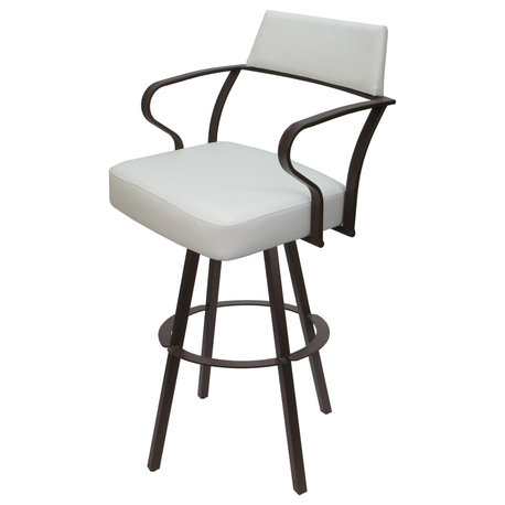 Swivel Metal Counter, Bar or Extra Tall Stool - Carolina Warren Base, White Vinyl - Brown, 34"