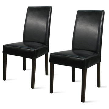 New Pacific Direct Hartford 20" Bicast Leather Dining Chair in Black (Set of 2)