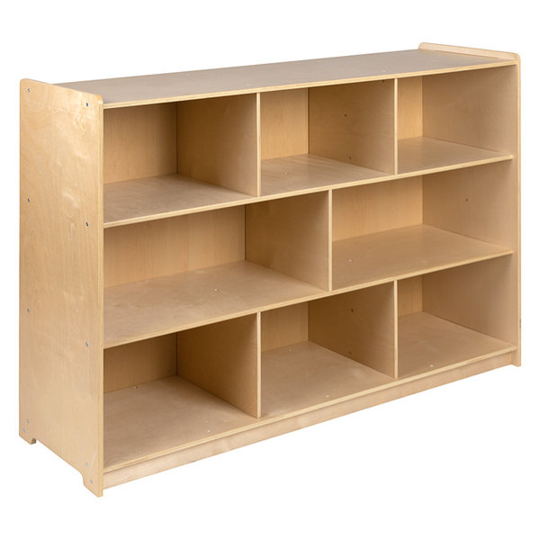 36"H 8 Section Wooden School Classroom Boockase Storage Cabinet
