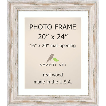 Picture / Photo Frame 20x24 Matted to 16x20, Alexandria White wash, 25x29