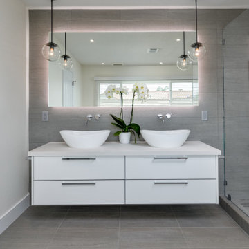 Contemporary Master Bathroom with striking features