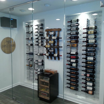Glass wine room in cellar