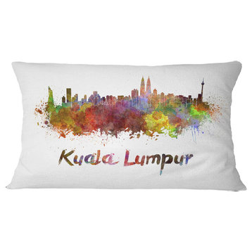 Kuala Lumpur Skyline Cityscape Throw Pillow, 12"x20"