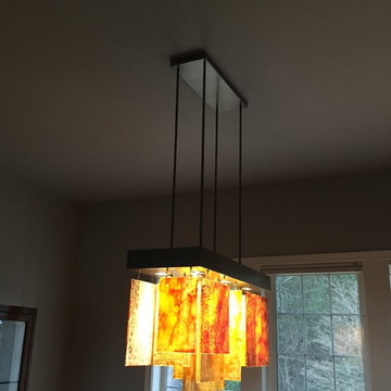 MODERN ART GLASS DINING CHANDELIER, PLISS`E CHANDELIER by GALILEE LIGHTING
