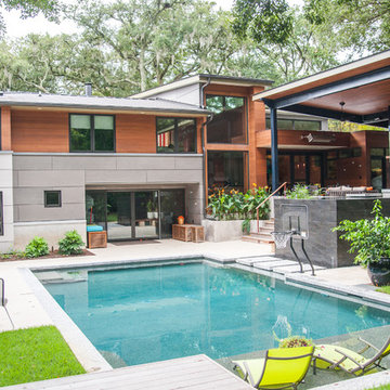Contemporary Backyard Pool