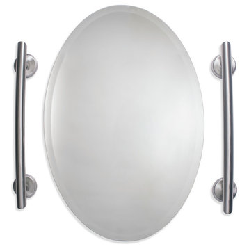 2-in-1 Grab Bars Surrounding Mirror (mirror not included) w/Grips and Anchors, B