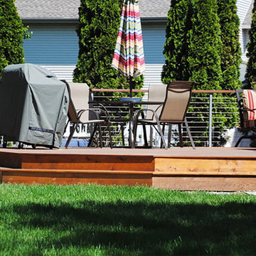Deck in SW Madison, WI with Cable Railing and Pergola