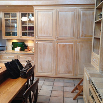 Cream Painted and Glazed Kitchen Cabinets