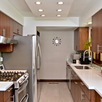 Contemporary Walnut Kitchen. Dura Supreme Cabinetry