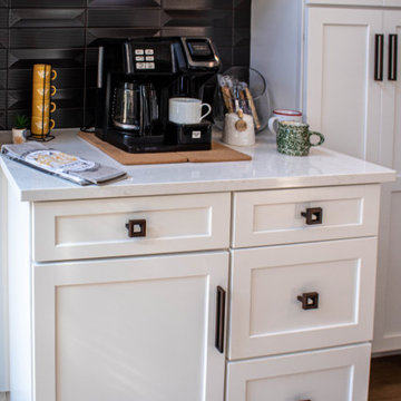 Two Toned White and Wood Kitchen with Coffee Bar