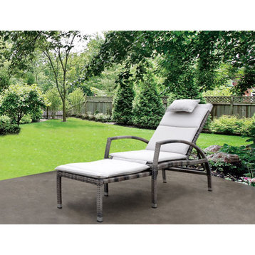 Courtyard Casual Taupe Beach Front Deck Chair to Chaise Lounge Combo