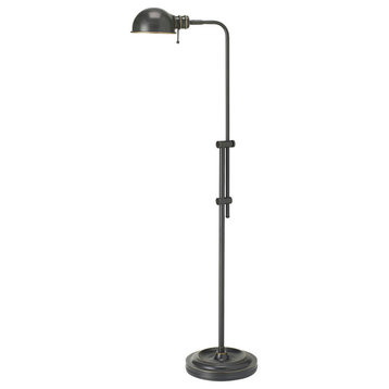 Pharmacy Floor Lamp, Oil Brushed Bronze, Adjustable Arm and Shade