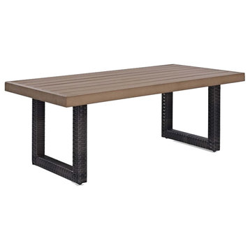 Pemberly Row Pedestal Patio Coffee Table in Brown