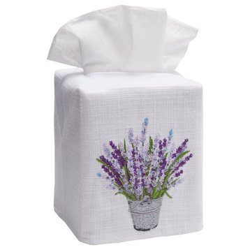 Linen Tissue Box Cover, Lavender Bucket