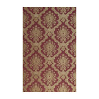 Burgundy gold textured Victorian faux fabric damask Wallpaper, 21 Inc X 33 Ft Ro