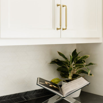 Elegantly Subtle Herringbone Stone Backsplash Mosaic