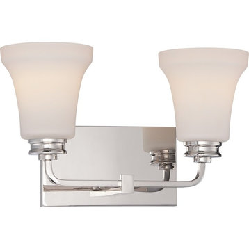 Nuvo Cody 2-Light Vanity Fixture With Satin White Glass, Polished Nickel, 62-427