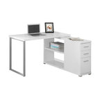 Computer Desk, Home Office, Corner, L Shape, Work, Laptop, Metal, White