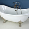 72" Double Slipper Clawfoot Tub No Faucet Drillings, White/Brushed Nickel