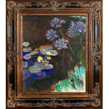 Water Lilies and Agapanthus, Excalibur Frame 20&quot;x24&quot;