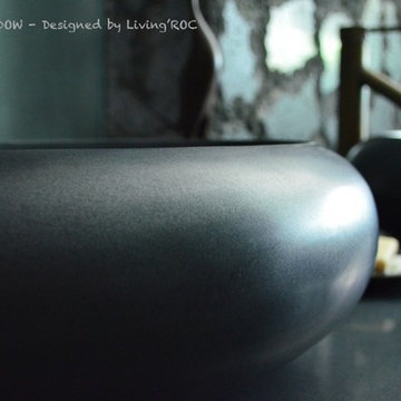 COCOON SHADOW 19"x15" BLACK GRANITE BATHROOM VESSEL SINK