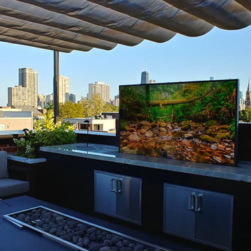 Chicago Rooftop living with two Samsung 75" Terrace TV's