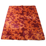 Walk on Me - Contemporary Red/Orange Flourish Rug - Extraordinary design piece - dynamic color scheme, bold flourish, gorgeously touchable pile - short, thick, intensely vibrant fibers stand upright or lay beautifully in one direction producing a lovely sheen - vibrant orange and fuschia - machine washable, hypoallergenic, non-slip