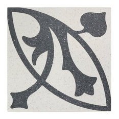 Branwell 9"x9" Porcelain Field Tile, White/Black