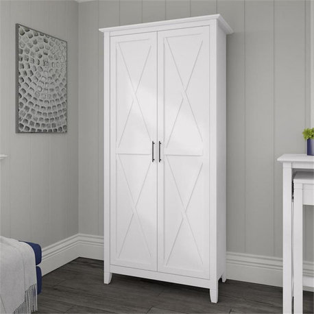Key West Tall Storage Cabinet with Doors in Pure White Oak - Engineered Wood